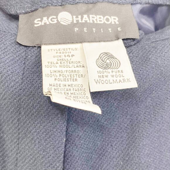 90s Vintage SAG HARBOR Navy Blue Wool Trouser Slacks - Picture 3 of 9